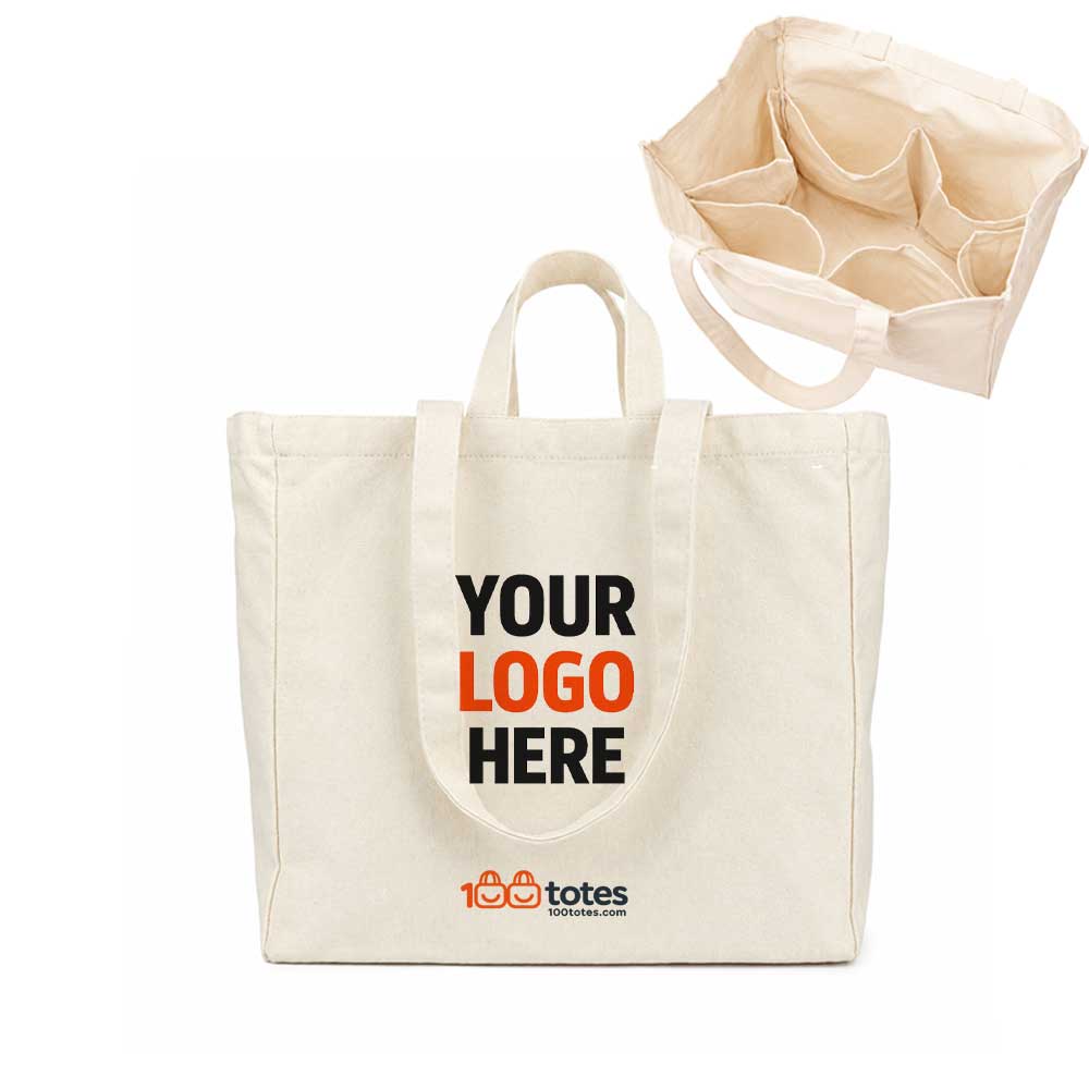 Custom Logo 12oz Boxed Canvas Tote Bag with Inner Pocket - Main View