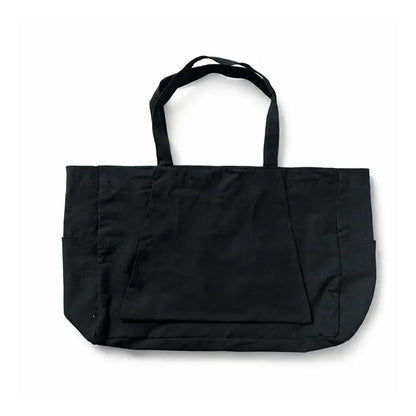 Custom Logo Canvas Yoga Mat Tote Bag with Side Pockets - Black