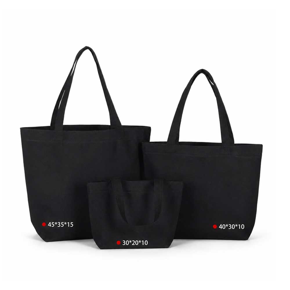 Custom Logo 12oz Canvas Tote Bag with Bottom Gusset - Black