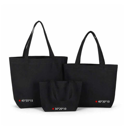 Custom Logo 12oz Canvas Tote Bag with Bottom Gusset - Black