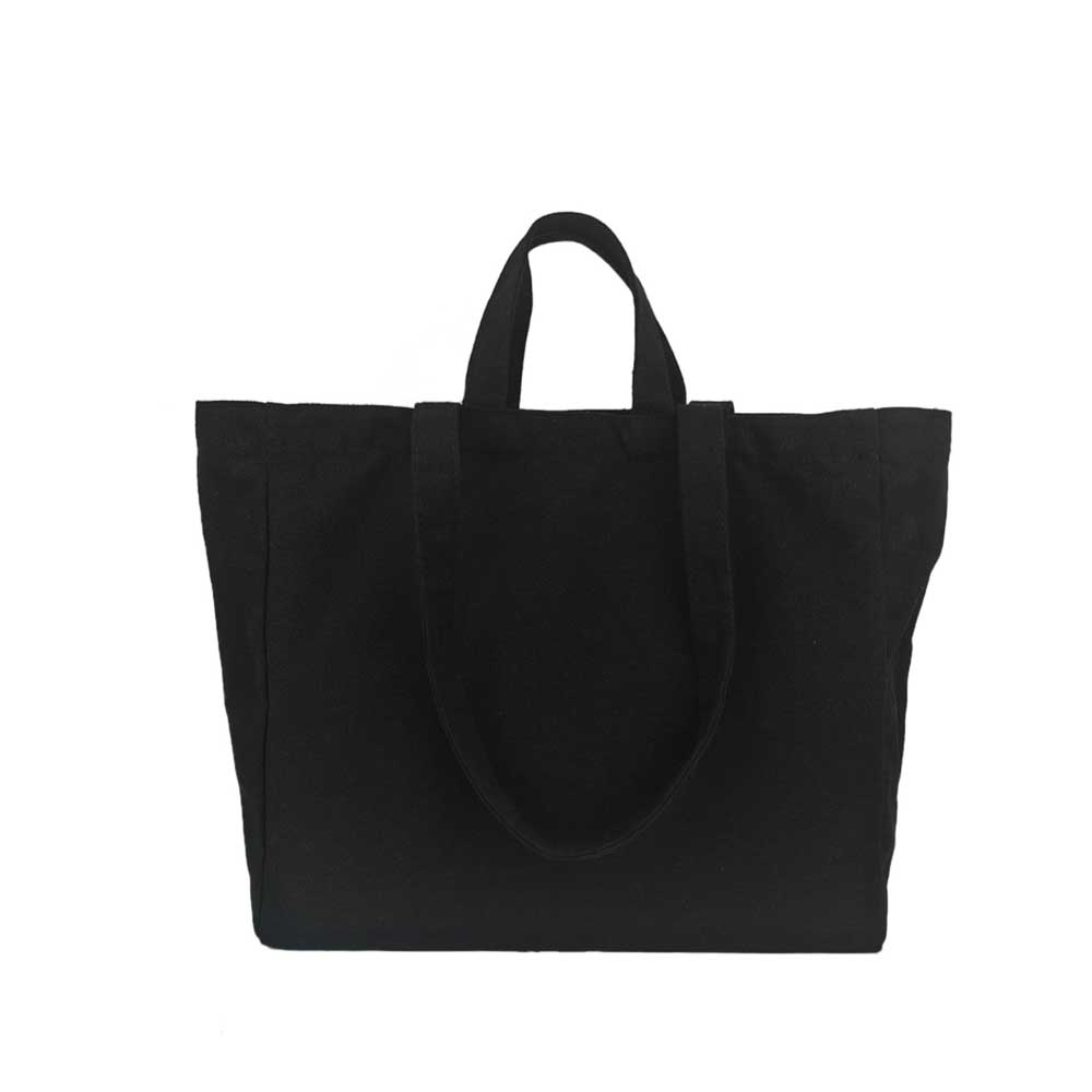 Custom Logo 12oz Boxed Canvas Tote Bag with Inner Pocket - Black