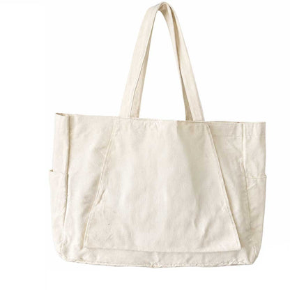 Custom Logo Canvas Yoga Mat Tote Bag with Side Pockets - Natural