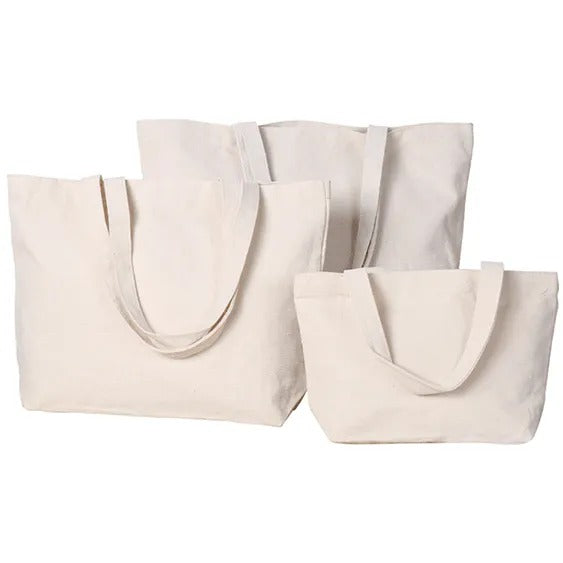 Custom Logo 12oz Canvas Tote Bag with Bottom Gusset - Natural
