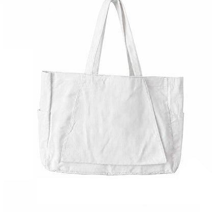 Custom Logo Canvas Yoga Mat Tote Bag with Side Pockets - White