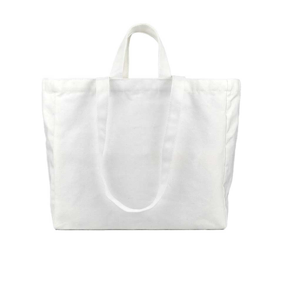 Custom Logo 12oz Boxed Canvas Tote Bag with Inner Pocket - White