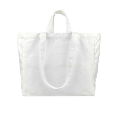 Custom Logo 12oz Boxed Canvas Tote Bag with Inner Pocket - White