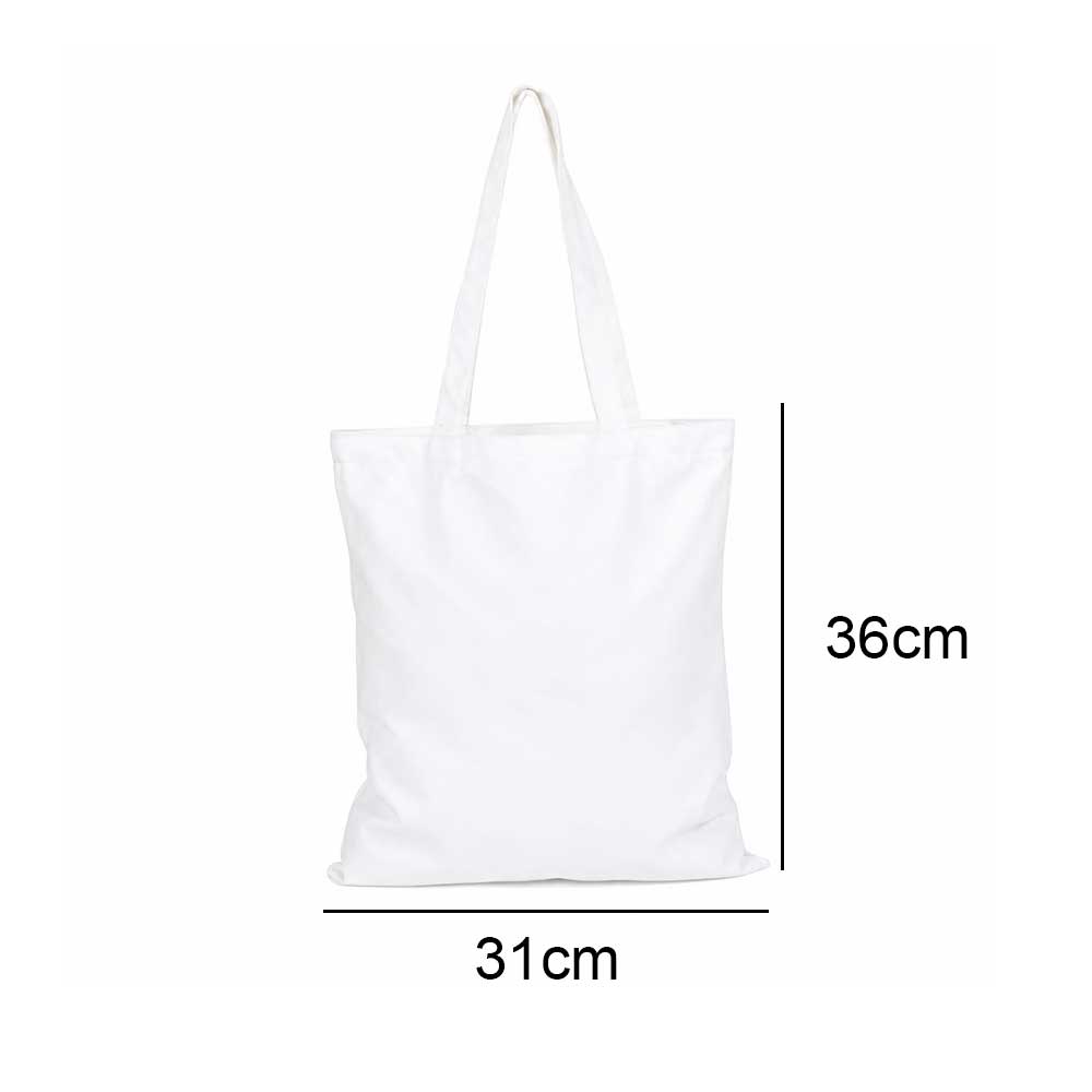 Custom Logo 12oz Cotton Canvas Tote Bag 12x14in - White